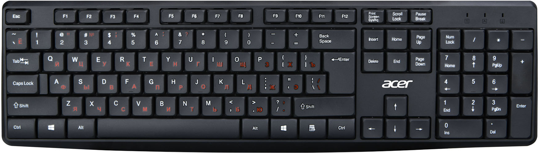 фото Проводная клавиатура acer okw121 черный (zl.kbdee.00b)