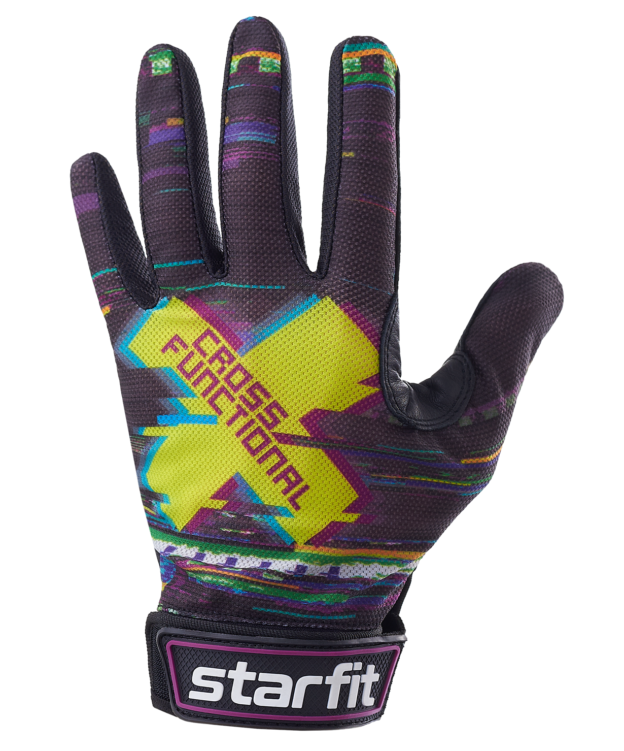 фото Перчатки для фитнеса starfit wg-104, с пальцами, черный/мультицвет