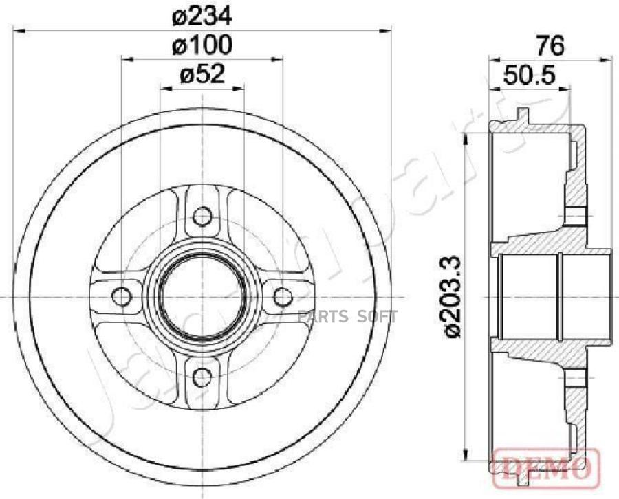 

Барабан Тормозной Renault Logan/Clio/Megane (D 203mm) Japanparts арт. TA0704C