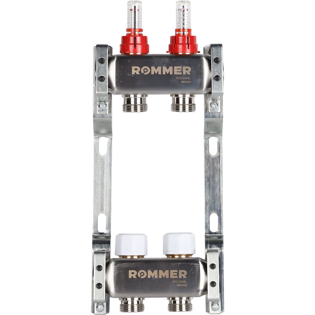 Коллектор из нержавеющей стали с расходомерами 2 вых ROMMER RMS-1200-000002 5273₽