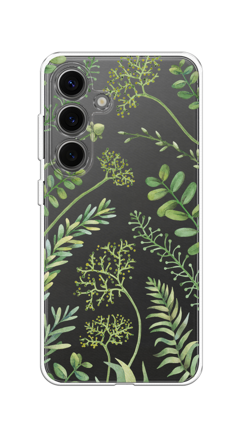 

Чехол на Samsung Galaxy S25 "Green Leaves", Зеленый;прозрачный, 2110350-1