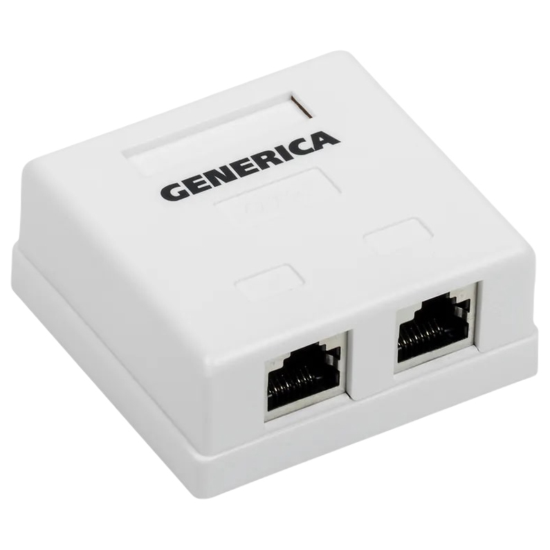 GENERICA Розетка информационная RJ45 кат.5е FTP 2 порта настенная CS2-1C5EF-22-G