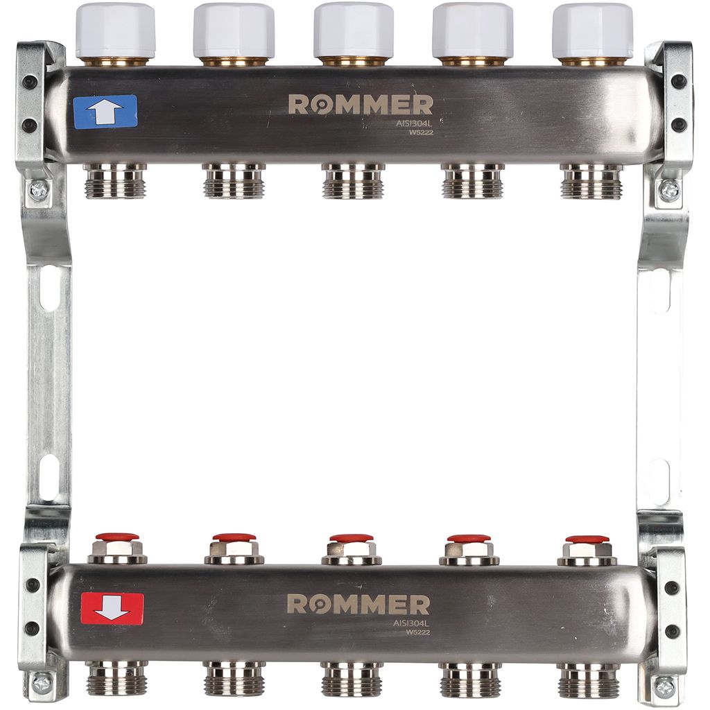 Коллектор из нержавеющей стали без расходомеров 5 вых ROMMER RMS-3200-000005 8259₽