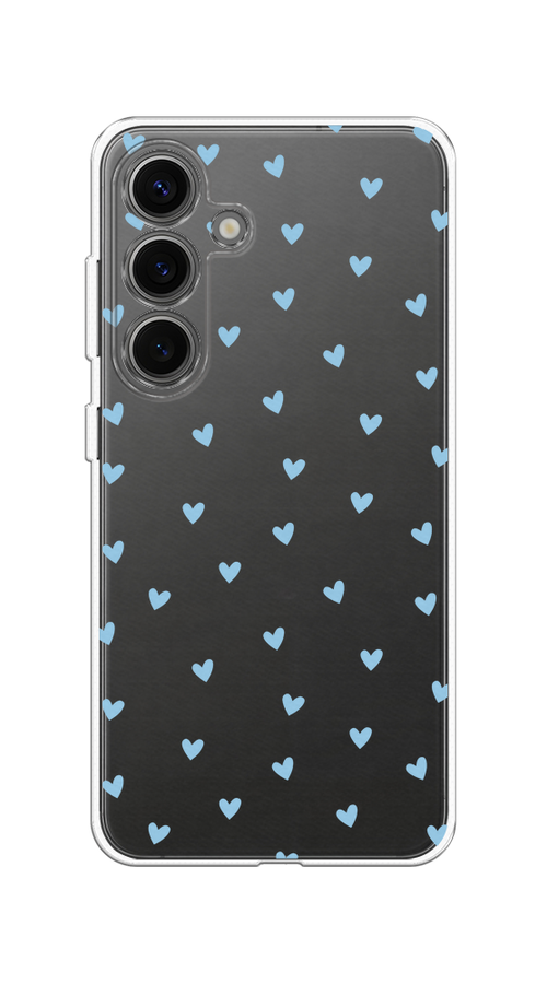 

Чехол на Samsung Galaxy S25 "Голубые сердечки паттерн", Голубой;прозрачный, 2110350-1