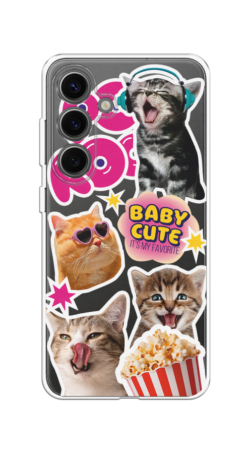 

Чехол на Samsung Galaxy S25 "Popcorn cats", Серый;коричневый;розовый, 2110350-1