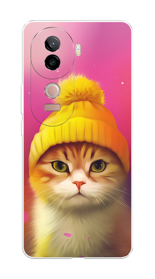 

Чехол на Vivo V40e "Котик в шапочке", Розовый;желтый;бежевый, 2611950-1