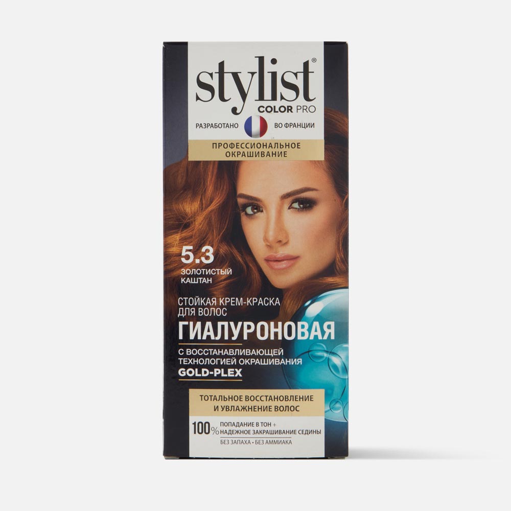 

Крем-краска Stylist Color Pro Fito косметик №5.3 Золотистый каштан, гиалуроновая 115 мл, Русый