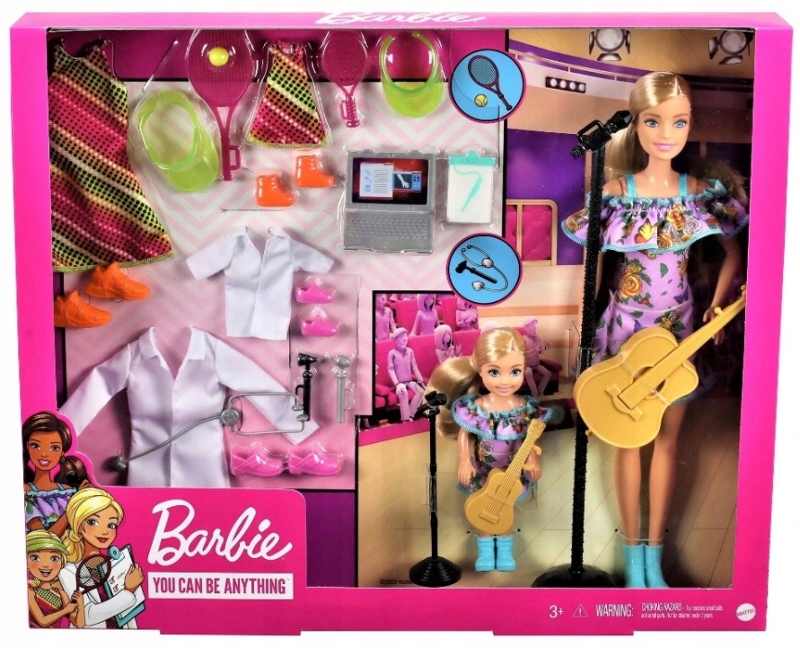 фото Игровой набор mattel barbie я могу стать с барби и челси музыкант теннисист, доктор gnf01