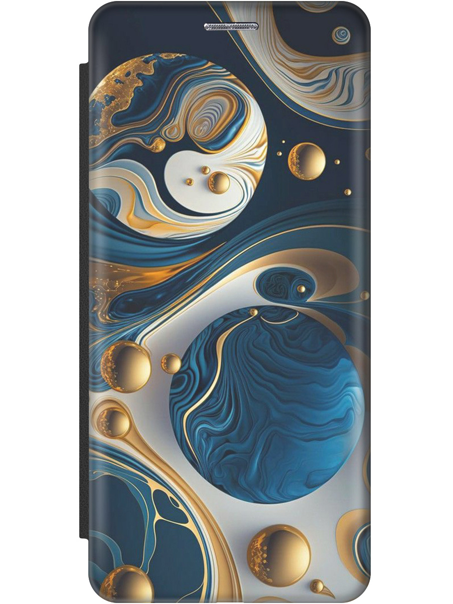 

Чехол-книжка на Samsung Galaxy S23+ с рисунком "Сине-золотые фигуры" черный, Желтый;синий, 20000661