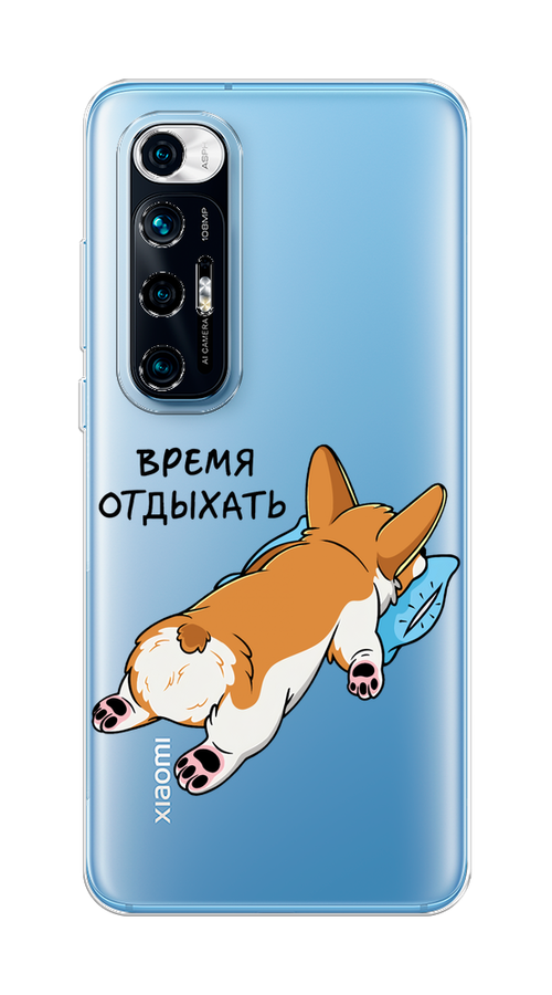 

Чехол на Xiaomi Mi 10S "Корги отдыхает", Черный;коричневый;голубой, 310550-1