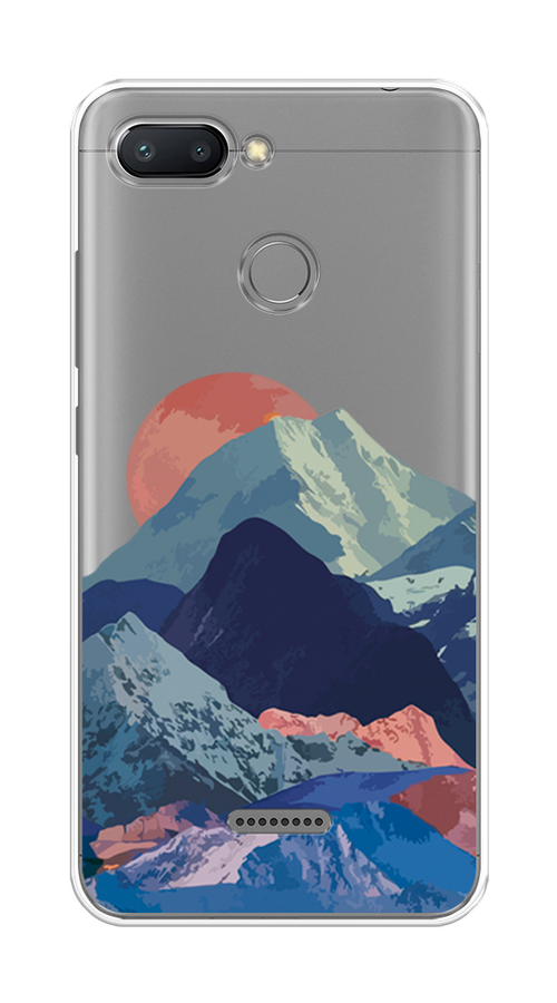 

Чехол на Xiaomi Redmi 6 "Закат в снежных горах", Красный;серый;голубой, 33850-2
