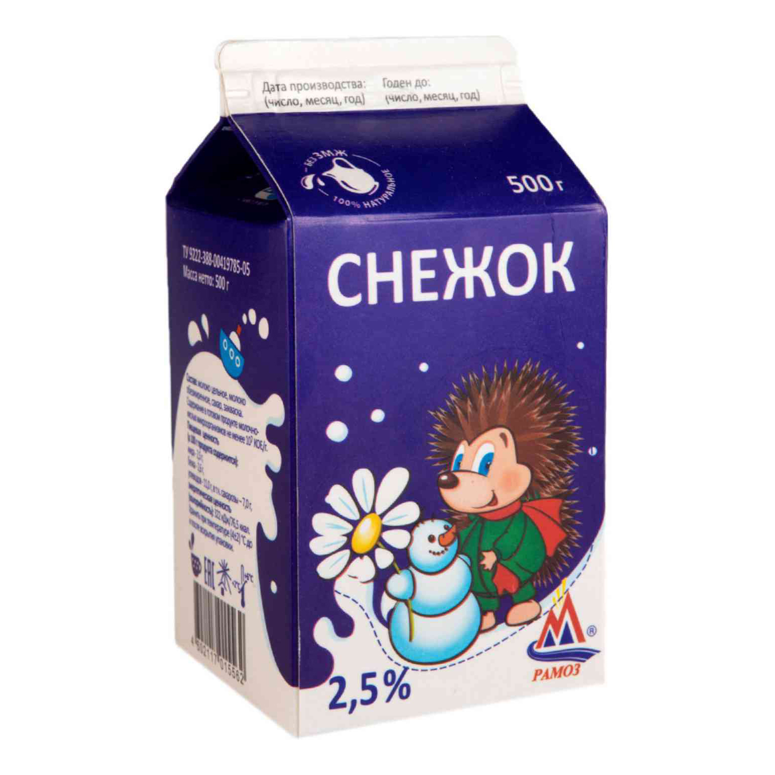 

Кисломолочный напиток йогуртный Рамоз Снежок с сахаром 2,5% БЗМЖ 500 мл
