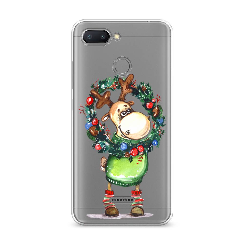 

Чехол на Xiaomi Redmi 6 "Олень с новогодним венком", 33850-4