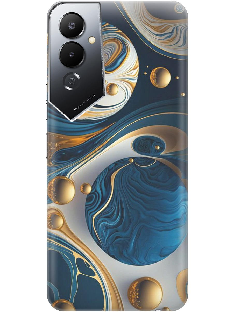 

Силиконовый чехол на Tecno Pova 4 с рисунком "Сине-золотые фигуры" прозрачный, Желтый;синий, 20000595