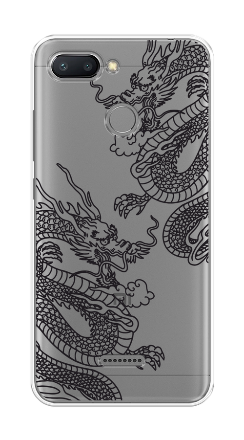 

Чехол на Xiaomi Redmi 6 "Два китайских дракона", Серый;черный, 33850-1