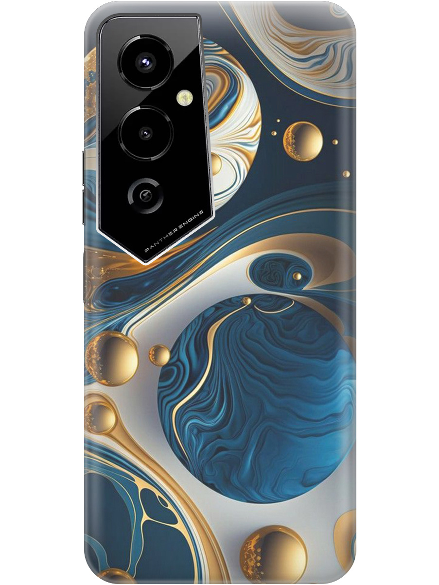 

Силиконовый чехол на Tecno Pova 4 Pro с рисунком "Сине-золотые фигуры" прозрачный, Желтый;синий, 20000601