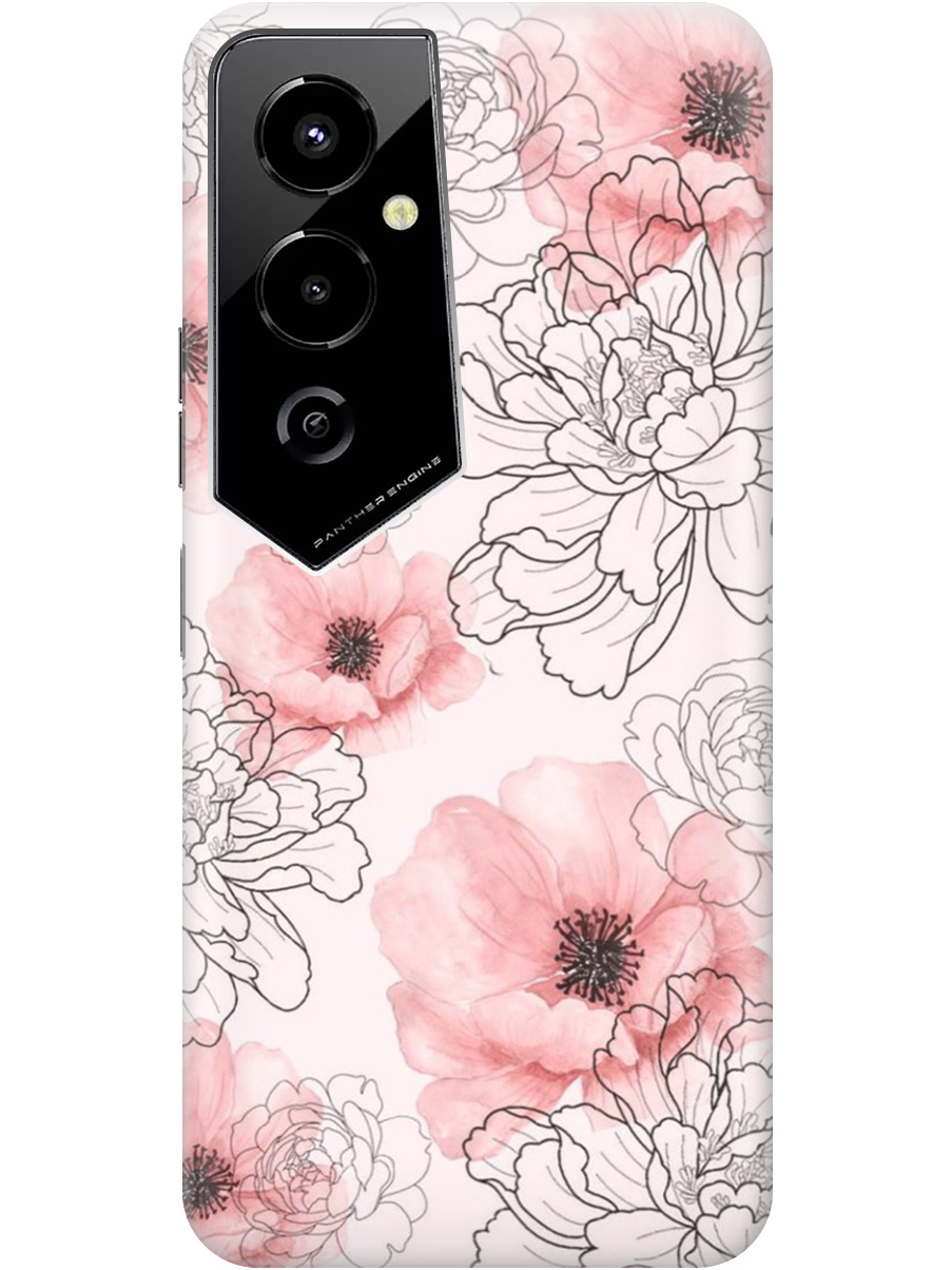 

Силиконовый чехол на Tecno Pova 4 Pro с рисунком "Нежно розовые цветы" прозрачный, Розовый, 20000601