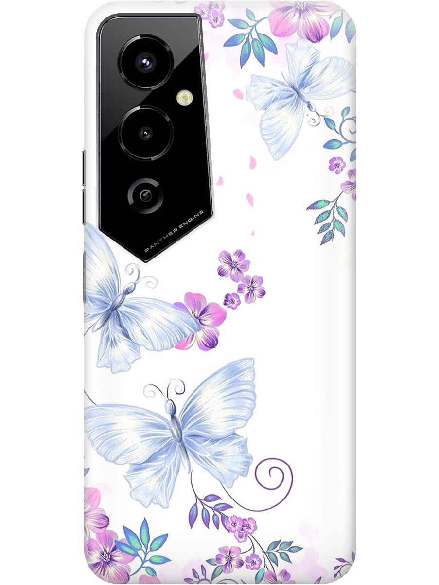 

Силиконовый чехол на Tecno Pova 4 Pro с рисунком "Бабочки и фиалки" прозрачный, Белый;фиолетовый, 20000601