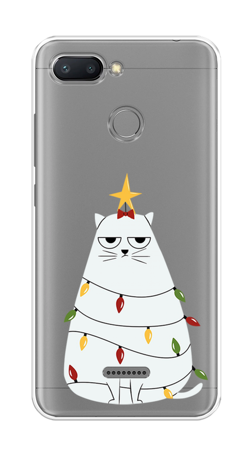 

Чехол на Xiaomi Redmi 6 "Котик в гирлянде", Белый;красный;желтый, 33850-1