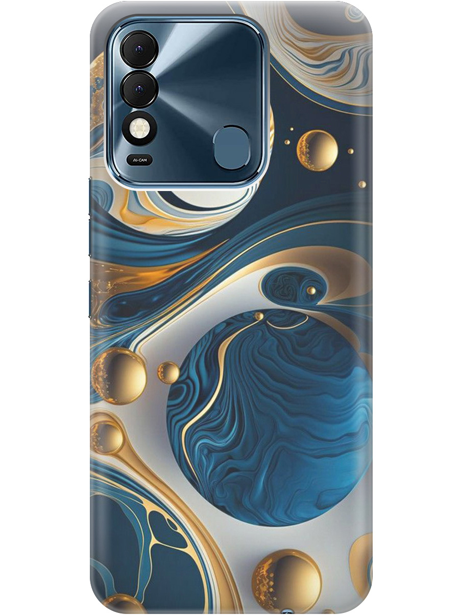 

Силиконовый чехол на Tecno Spark 8 с рисунком "Сине-золотые фигуры" прозрачный, Желтый;синий, 20000148