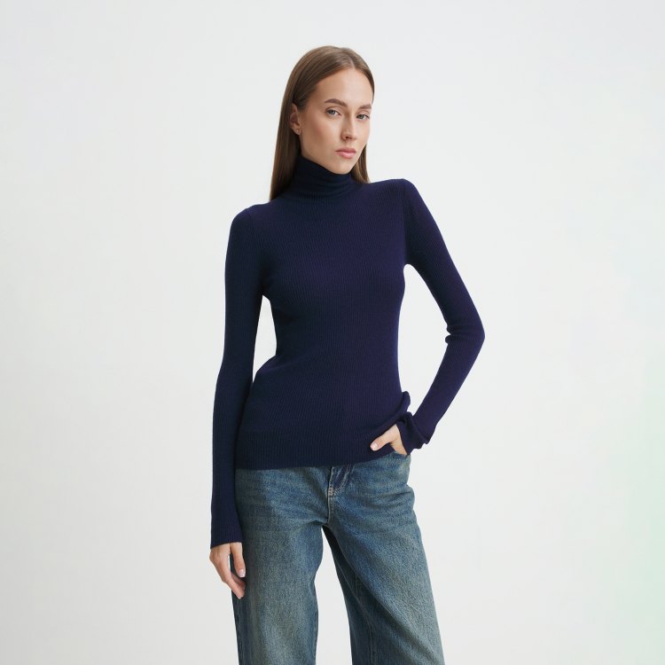 

Водолазка женская Maison David 19AW0115 синяя M, Синий, 19AW0115