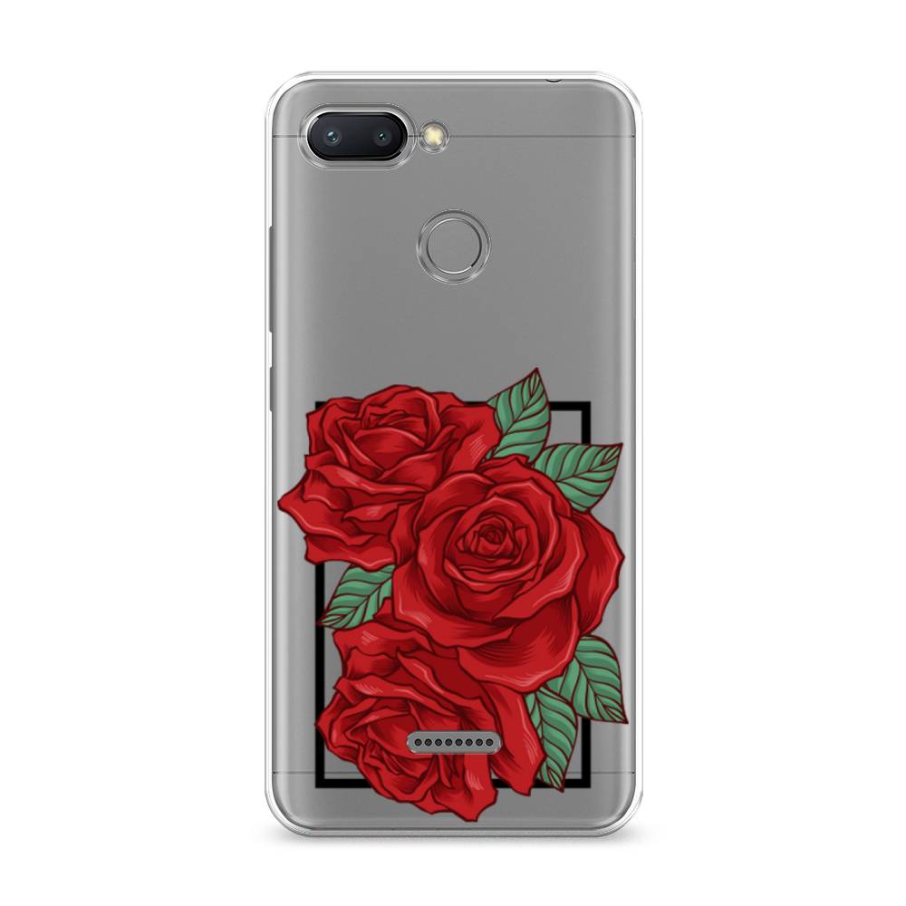 

Чехол на Xiaomi Redmi 6 "Три алые розы", Красный, 33850-2