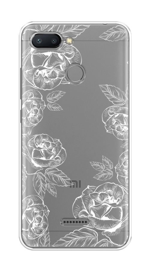 

Чехол на Xiaomi Redmi 6 "Розы графика", Черный;серый, 33850-2