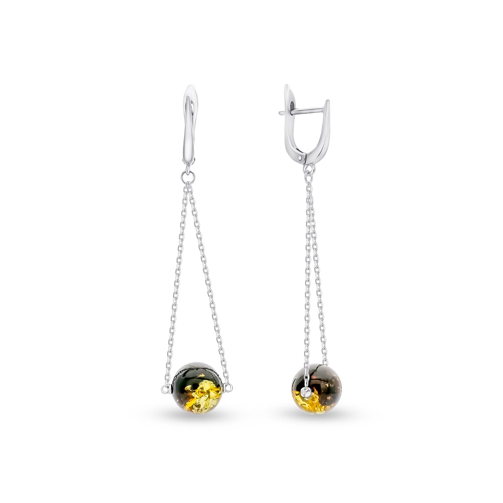 

Серьги подвески из серебра 585Gold 702008472, янтарь, 702008472