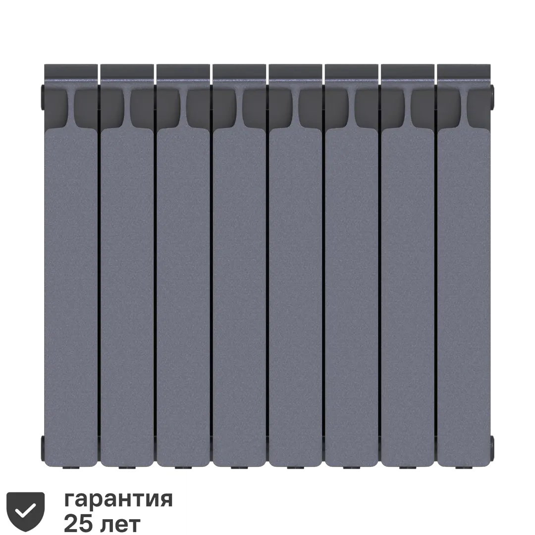 

Радиатор Rifar Monolit 500/100 биметалл 8 секций боковое подключение цвет серый