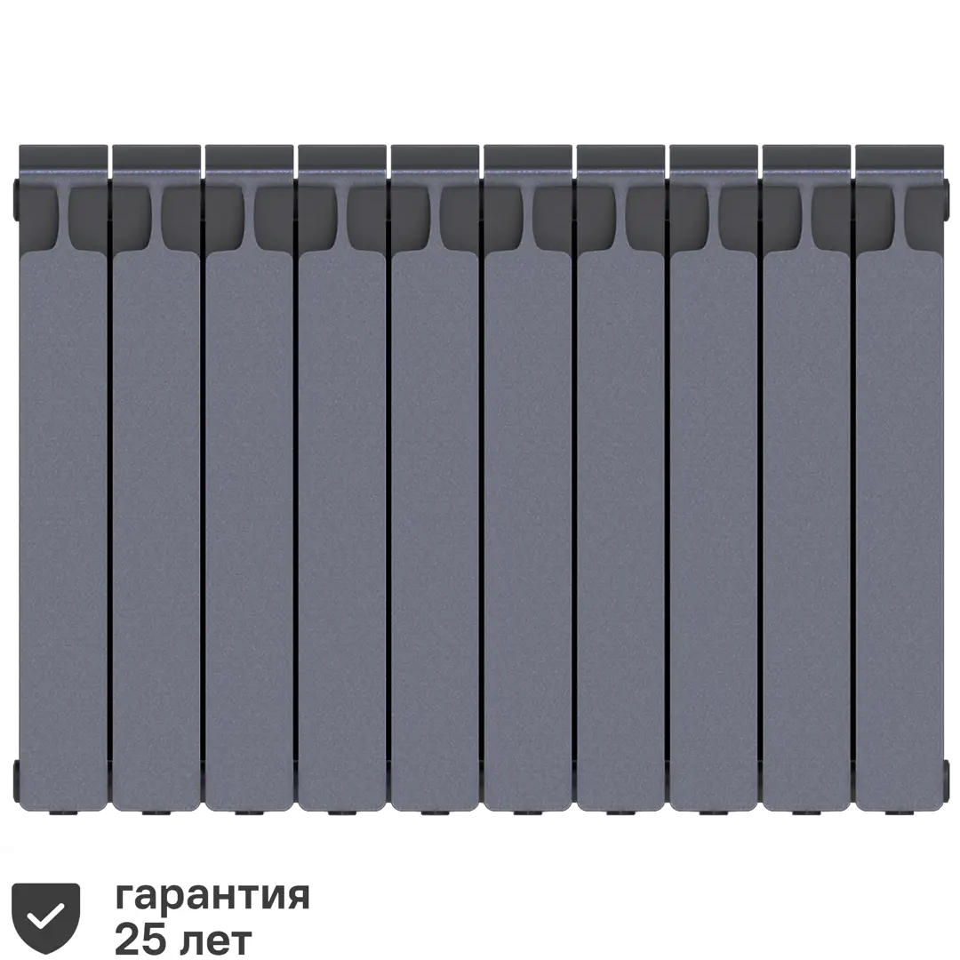 

Радиатор Rifar Monolit 500/100 биметалл 10 секций боковое подключение цвет серый