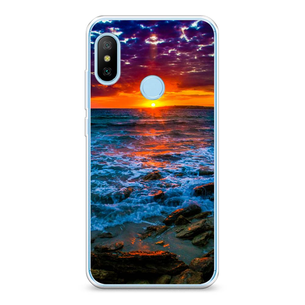 

Чехол на Xiaomi Redmi 6 Plus "Закат 1", Оранжевый;синий, 33950-2