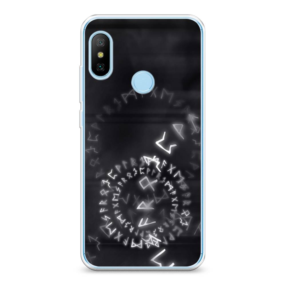 

Чехол на Xiaomi Redmi 6 Plus "Руны", Серый;черный, 33950-3