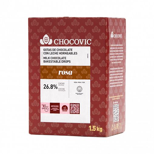 Термостабильные капли из молочного шоколада Chocovic Rosa, 1,5 кг