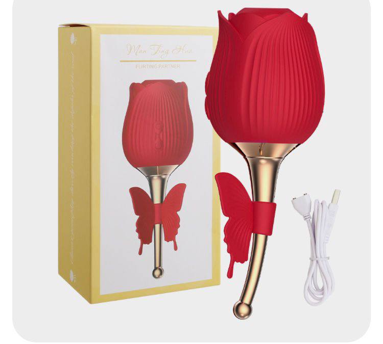 Вакуумно-волновой стимулятор Nuo Bei Qu в виде розы, красный