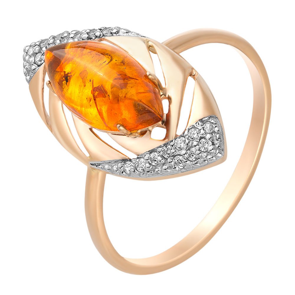 

Кольцо женское из красного золота с янтарем, фианитом 585Gold 201007628, р, 201007628