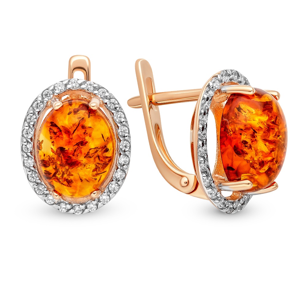 

Серьги из красного золота с янтарем, фианитом 585Gold 202007918, 202007918