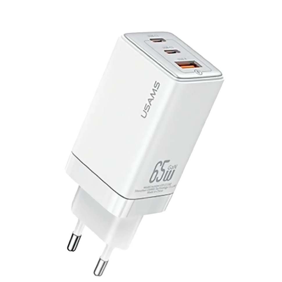 

Сетевой адаптер USAMS US-CC180 Sandru GaN 65W Белый, US-CC180
