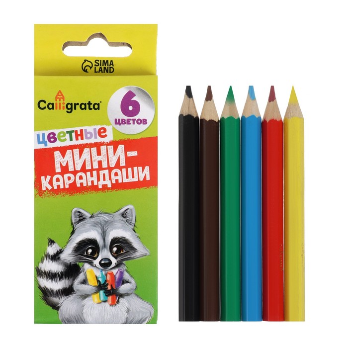 

Карандаши 6 цветов МИНИ, в картонной коробке, (24шт.), Разноцветные