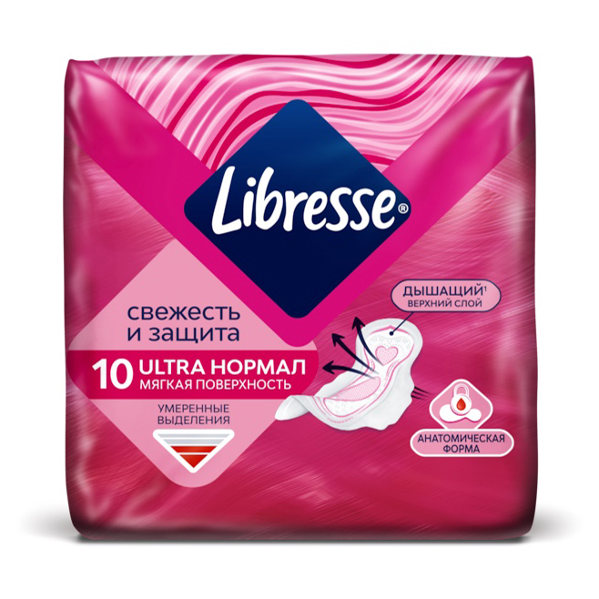 

Прокладки Libresse Ultra Normal с мягкой поверхностью 20 шт + косметичка