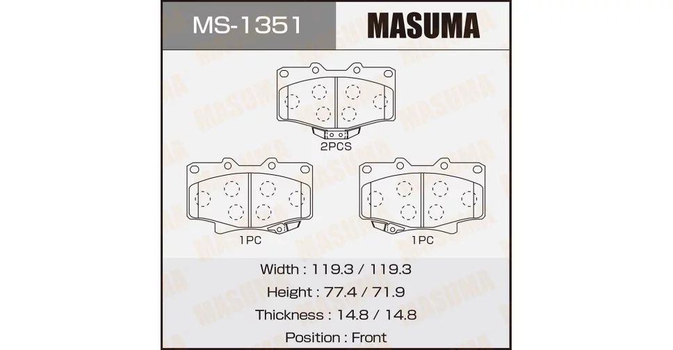 

Тормозные колодки MASUMA дисковые MS-1351