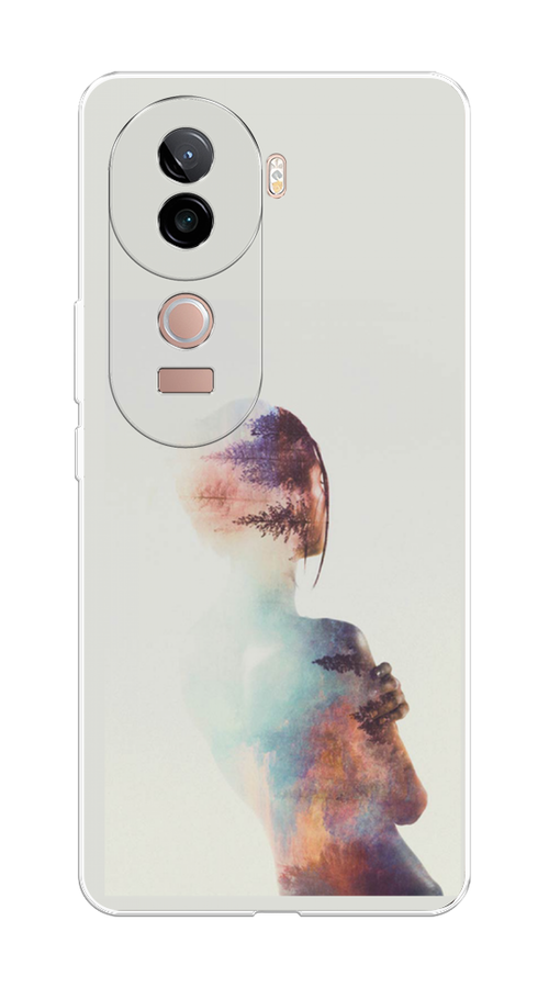 

Чехол на Vivo V40e "Девушка-лес", Розовый;голубой;серый, 2611950-1