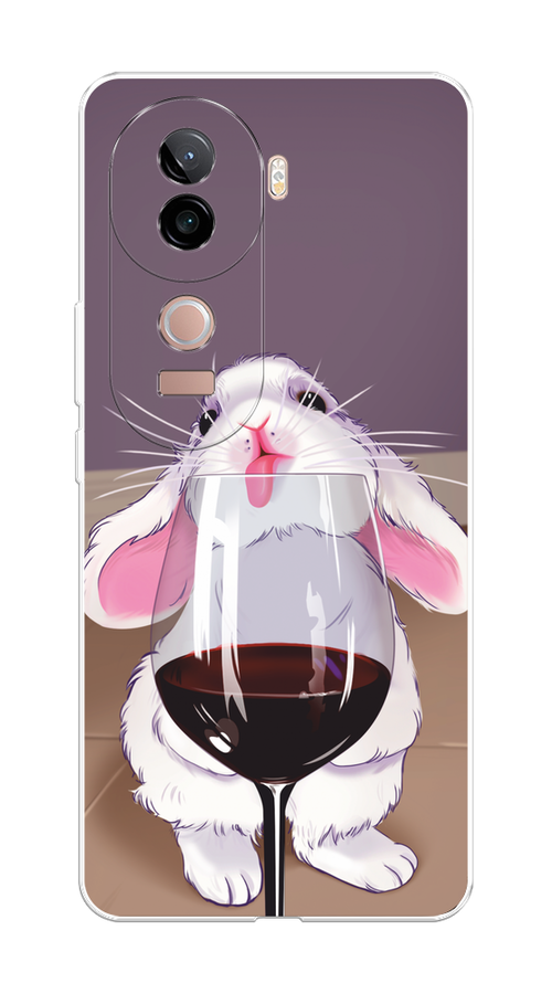 

Чехол на Vivo V40e "Кролик с бокалом", Белый;розовый;красный, 2611950-1