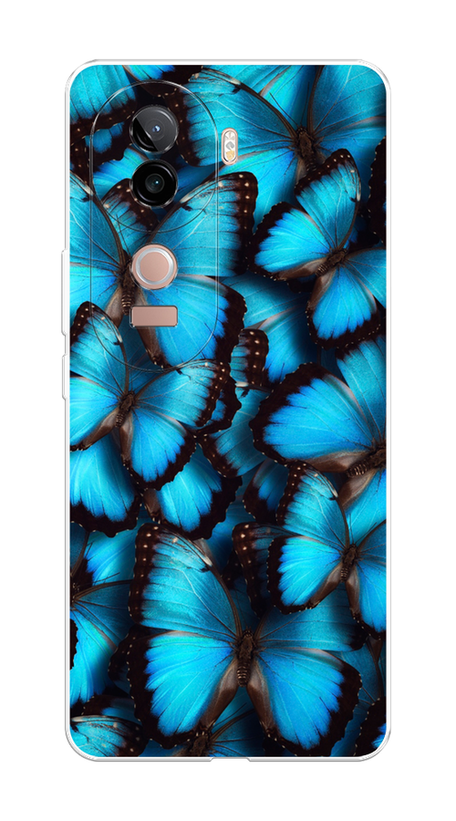 

Чехол на Vivo V40e "Тропическая бабочка 2", Голубой;черный, 2611950-1