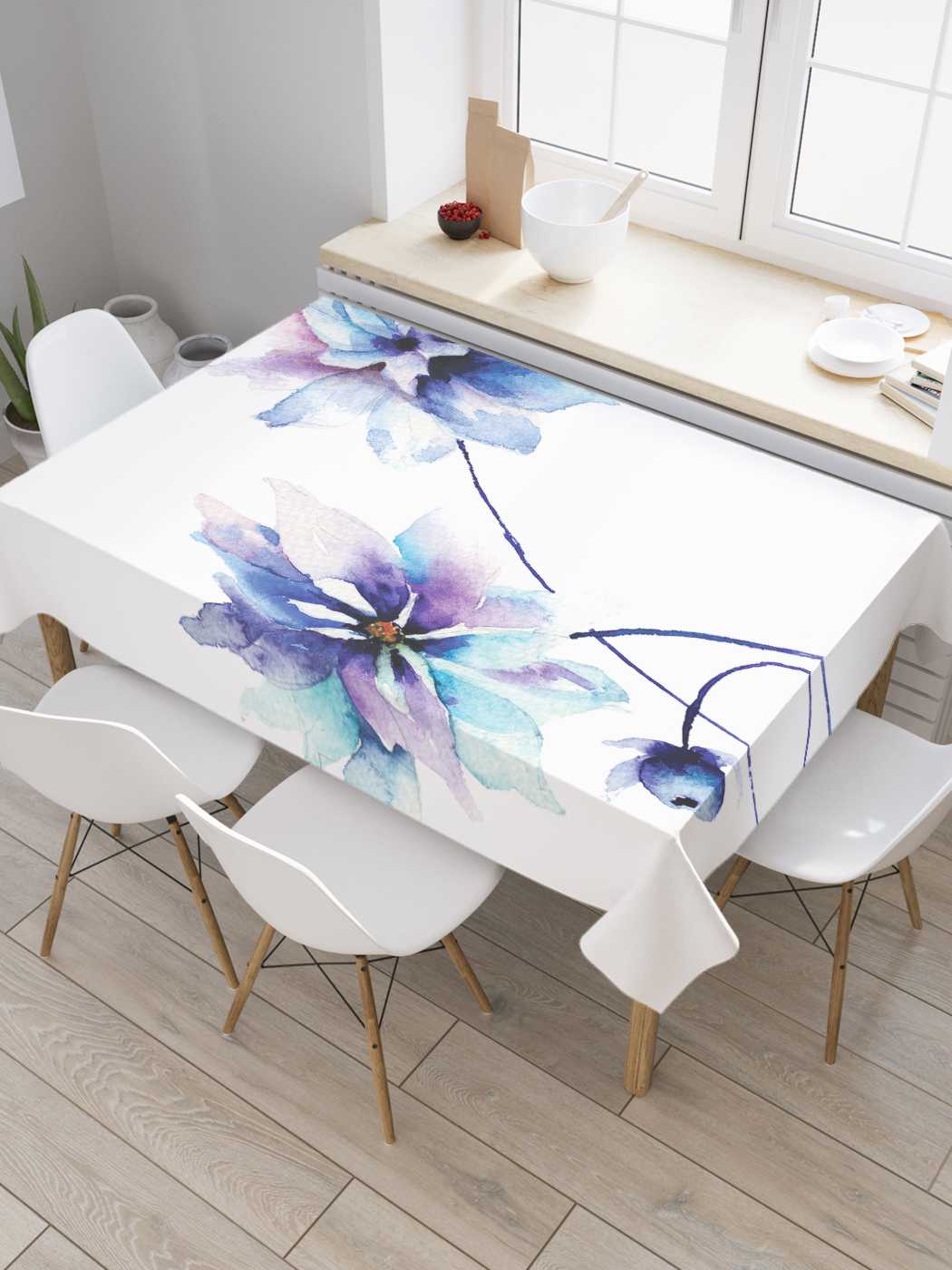 

Скатерть прямоугольная JoyArty "Морозный цветок" из оксфорда, 120x145 см, Белый, Морозный цветок