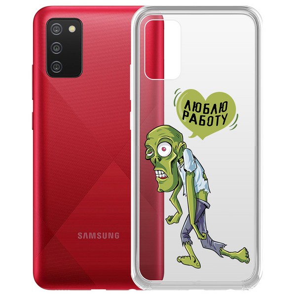 

Чехол-накладка Krutoff Clear Case Люблю Работу для Samsung Galaxy A02s (A025), Прозрачный