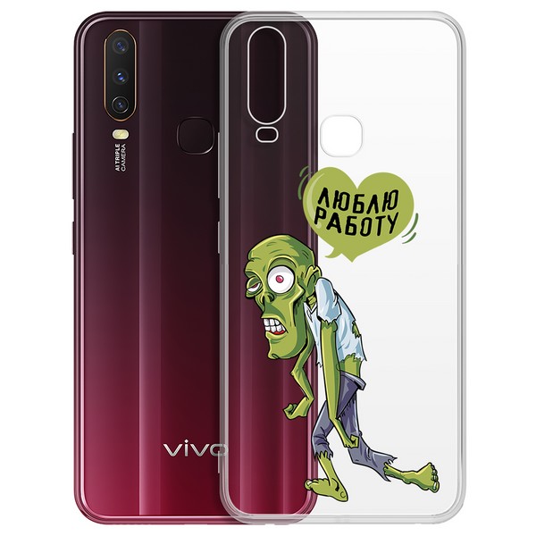 

Чехол-накладка Krutoff Clear Case Люблю Работу для Vivo Y11/Y12/Y17, Прозрачный