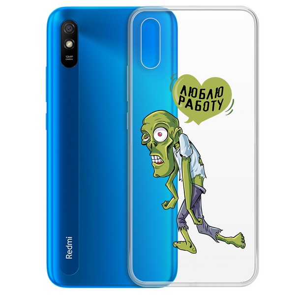 

Чехол-накладка Krutoff Clear Case Люблю Работу для Xiaomi Redmi 9A, Прозрачный