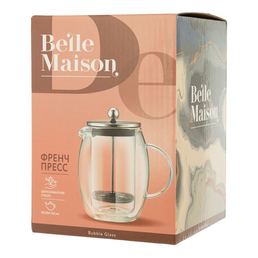 

Френч-пресс Belle Maison Bubble Glass стеклянный прозрачный 350 мл