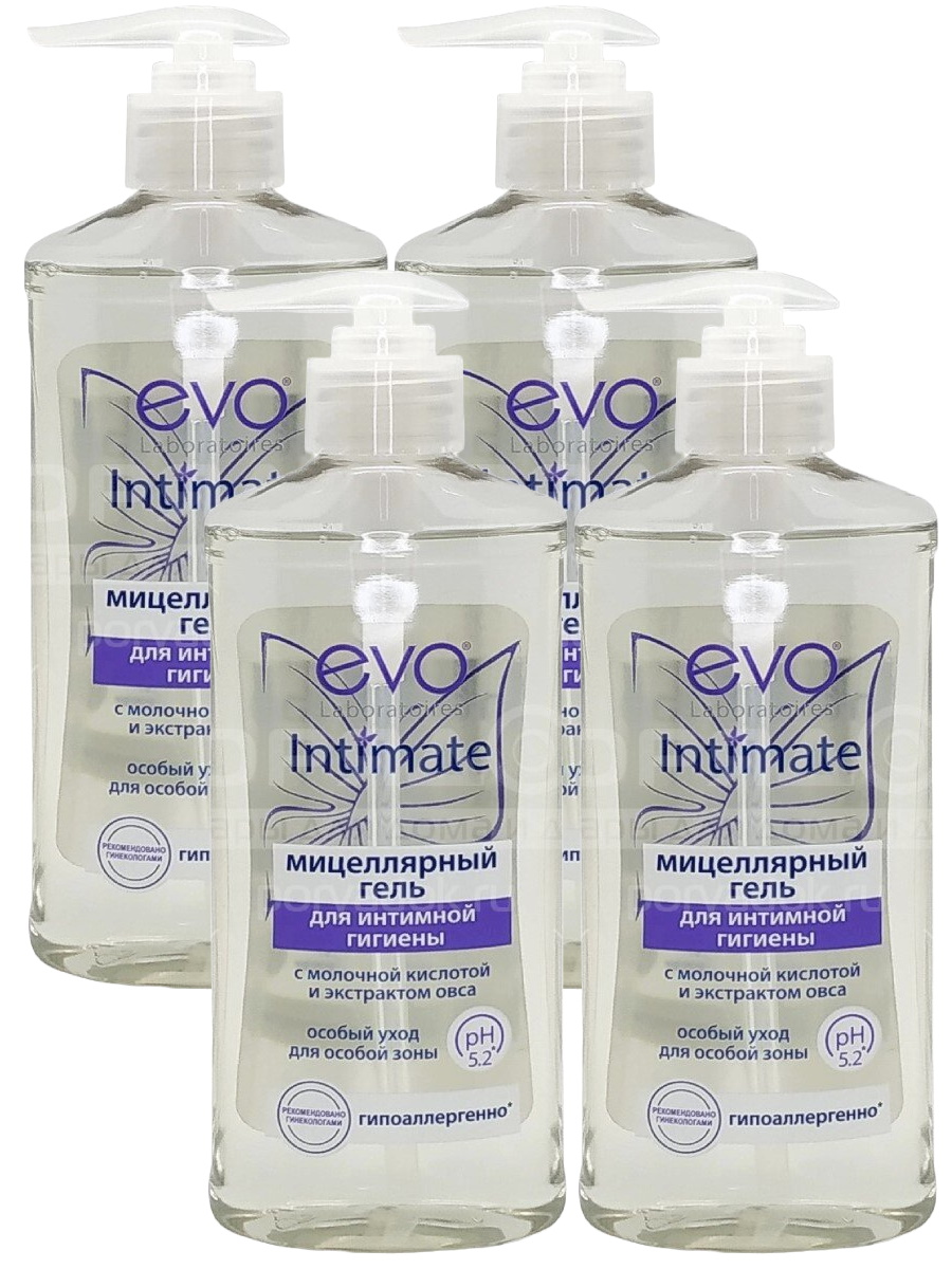 Комплект EVO Intimate мицеллярный гель для интимной гигиены 275 мл х 4 шт. освежающий гель для интимной гигиены для ежедневного ухода refreshing intimate gel