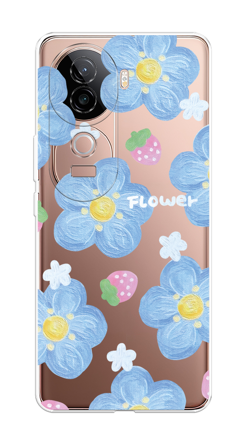 

Чехол на Vivo V40e "Цветы и клубники", Прозрачный;голубой;белый, 2611950-1